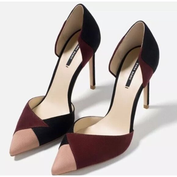 Zara Basic Women's Color Block Pointed Toe D'Orsay Pumps Heels Size 7.5 - Picture 3 of 10